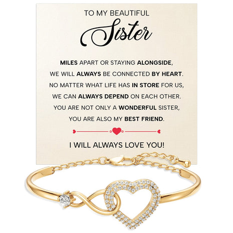 To My Sister Bracelet With Heartfelt Message - Unique Jewelry For Sister - Always Be Connected