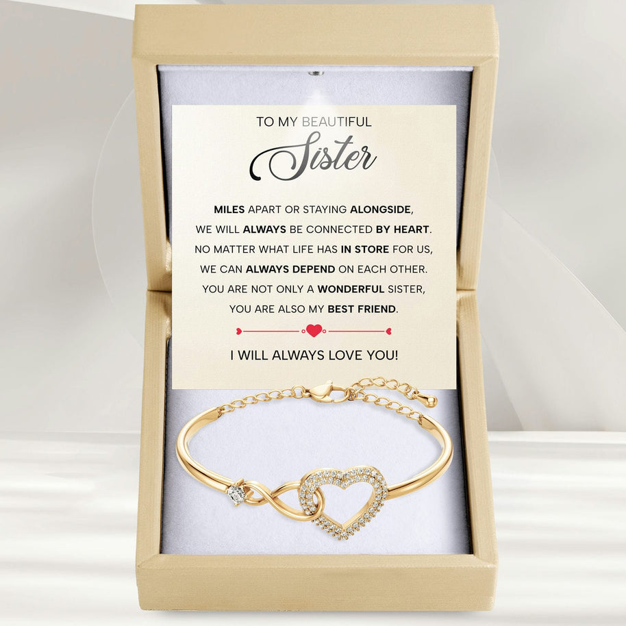 To My Sister Bracelet With Heartfelt Message - Unique Jewelry For Sister - Always Be Connected