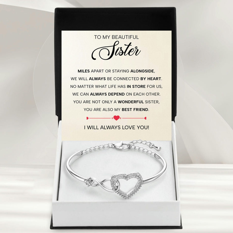 To My Sister Bracelet With Heartfelt Message - Unique Jewelry For Sister - Always Be Connected