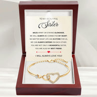 To My Sister Bracelet With Heartfelt Message - Unique Jewelry For Sister - Always Be Connected