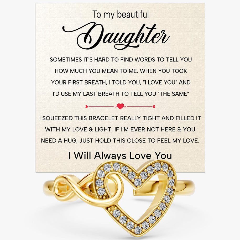 To My Daughter Ring Infinity Hearts With Heartfelt Message - Unique Jewelry For Daughter - Always In Mine Ring