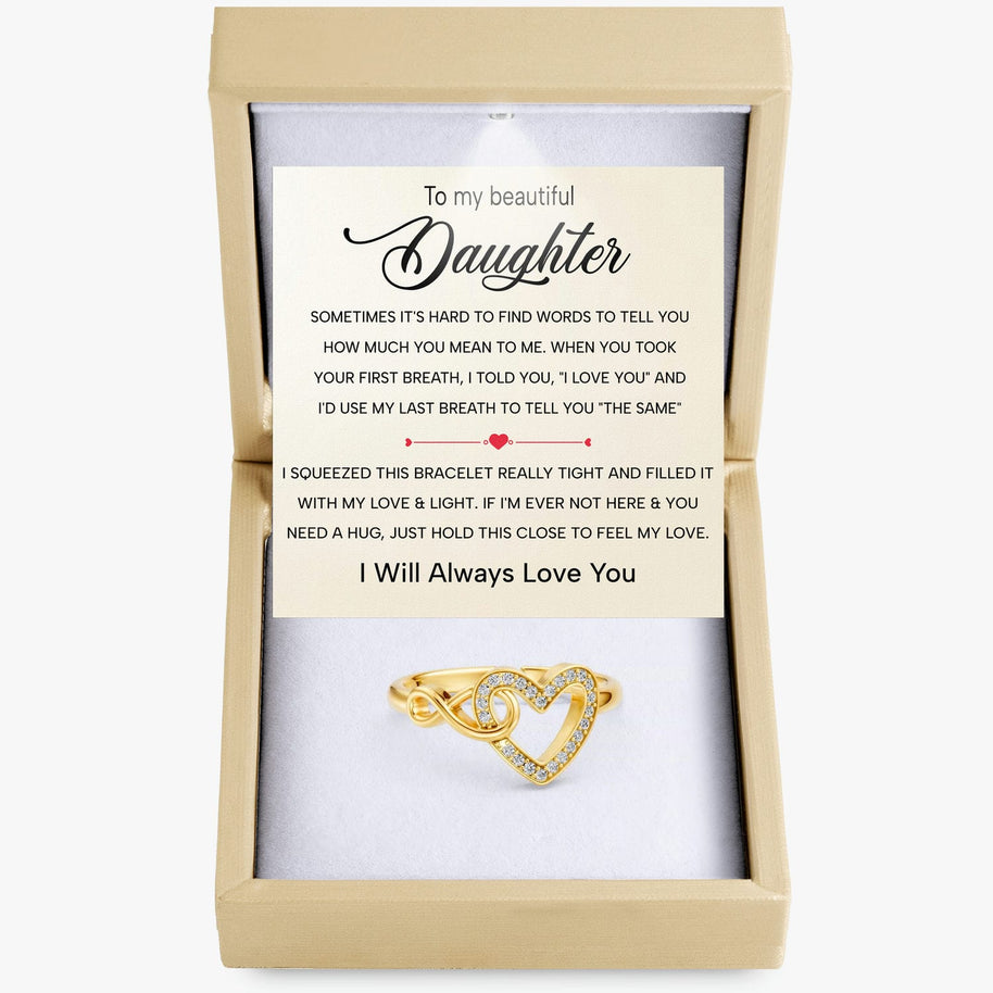 To My Daughter Ring Infinity Hearts With Heartfelt Message - Unique Jewelry For Daughter - Always In Mine Ring