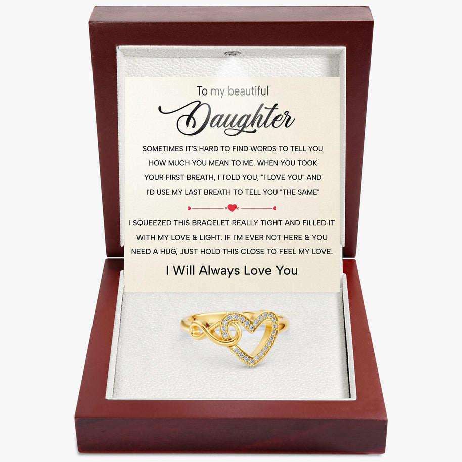 To My Daughter Ring Infinity Hearts With Heartfelt Message - Unique Jewelry For Daughter - Always In Mine Ring