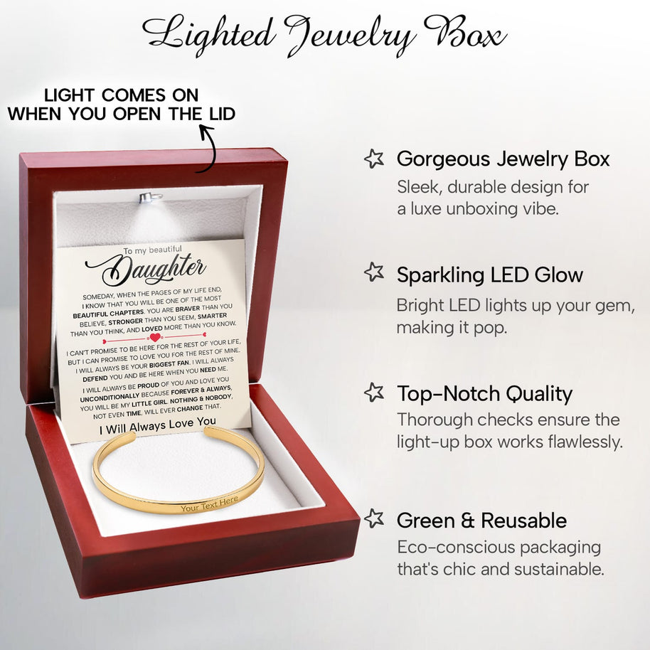 To My Daughter With Heartfelt Message - Engraved Cuff Bangle For Daughter - Always In Mine