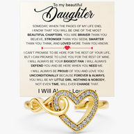To My Daughter Ring Infinity Hearts With Heartfelt Message - Unique Jewelry For Daughter - Always Defend You