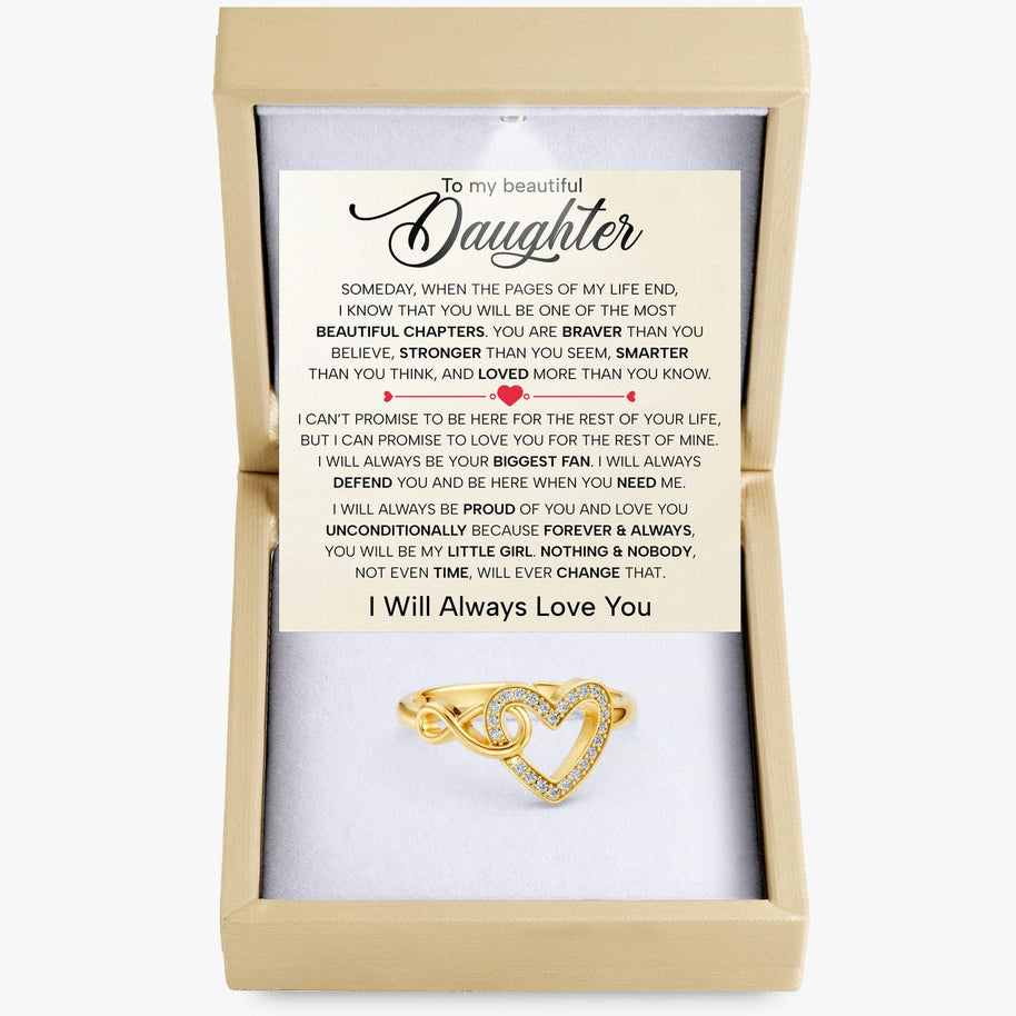 To My Daughter Ring Infinity Hearts With Heartfelt Message - Unique Jewelry For Daughter - Always Defend You