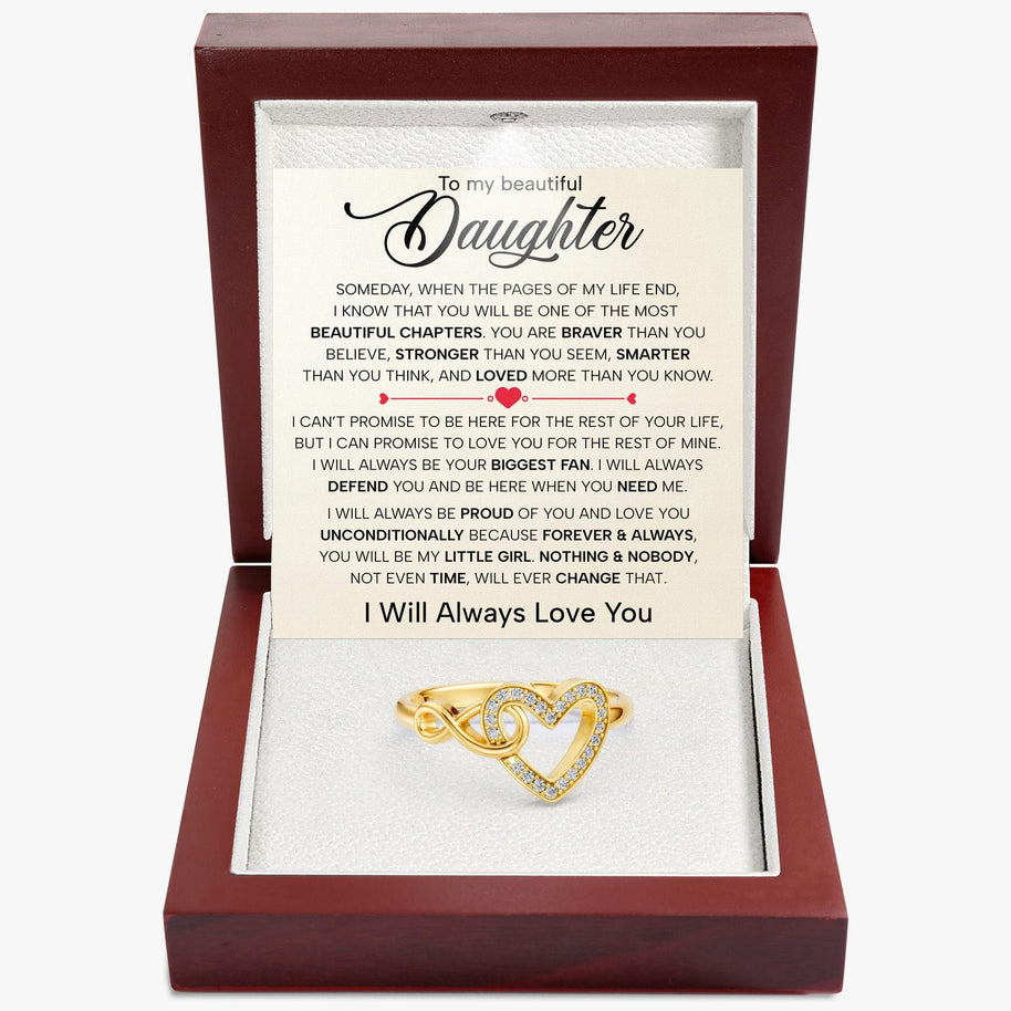 To My Daughter Ring Infinity Hearts With Heartfelt Message - Unique Jewelry For Daughter - Always Defend You