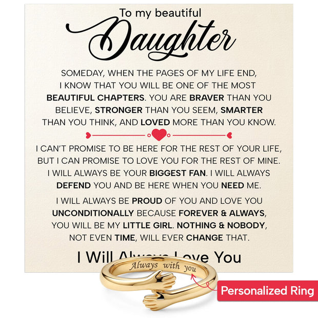 To My Daughter With Heartfelt Message - Engraved Hug Ring For Daughter -  Always In Mine