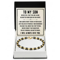To My Son Bracelet With Heartfelt Message - Byzantine Chain Bracelet For Men - Always Right There