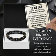 To My Son Bracelet With Heartfelt Message - Tiger Eye Bracelet For Men - Always Right There