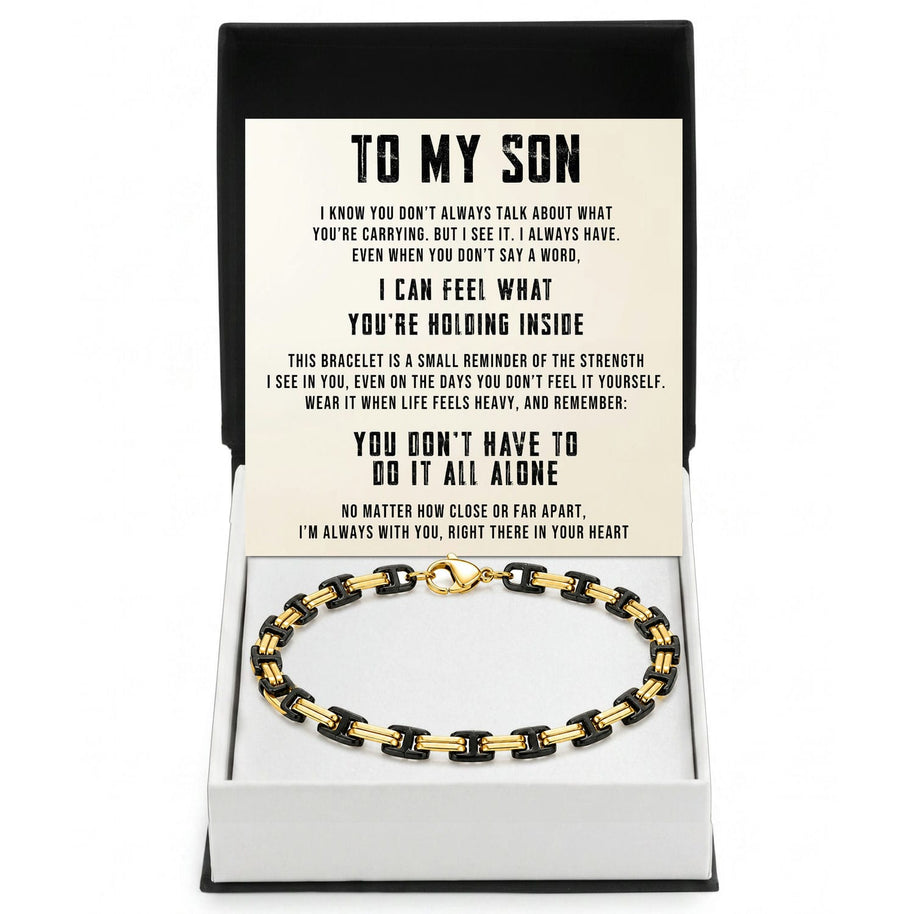 To My Son Bracelet With Heartfelt Message - Byzantine Chain Bracelet For Men - Always With You