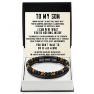 To My Son Bracelet With Heartfelt Message - Tiger Eye Bracelet For Men - Always With You