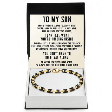 To My Son Bracelet With Heartfelt Message - Byzantine Chain Bracelet For Men - Always With You