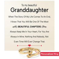 To My Granddaughter With Heartfelt Message - Engraved Hug Ring For Granddaughter -  Beautiful Chapters