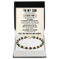 To My Son Bracelet With Heartfelt Message - Byzantine Chain Bracelet For Men - My Little Boy