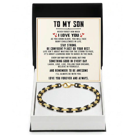 To My Son Bracelet With Heartfelt Message - Byzantine Chain Bracelet For Men - My Little Boy