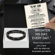 To My Son Bracelet With Heartfelt Message - Tiger Eye Bracelet For Men - Believe In Yourself