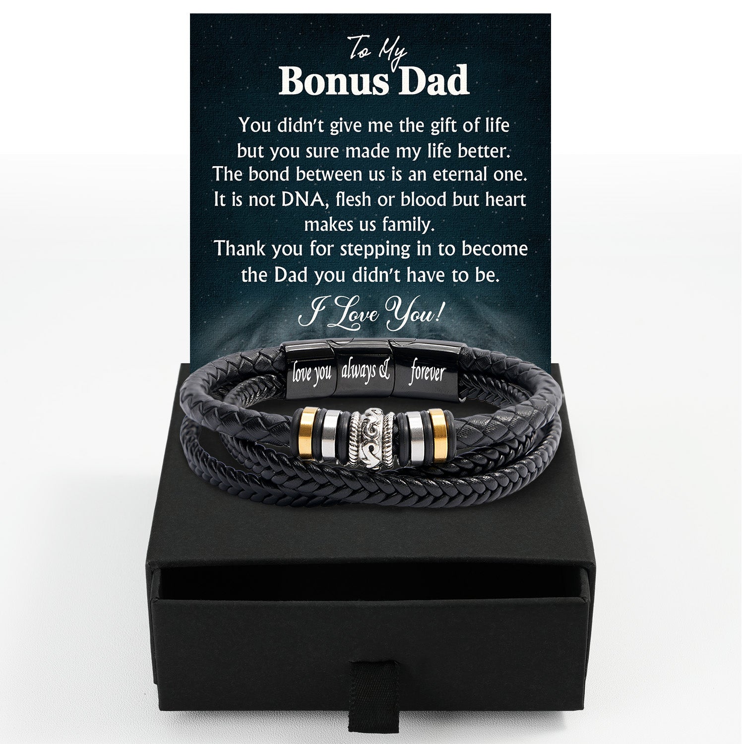 Bracelet Necklace Gifts For Bonus Dad With Personalized Message Card Necklace