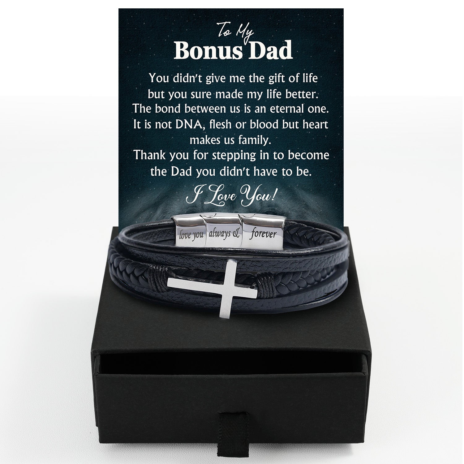 Bracelet Necklace Gifts For Bonus Dad With Personalized Message Card Necklace