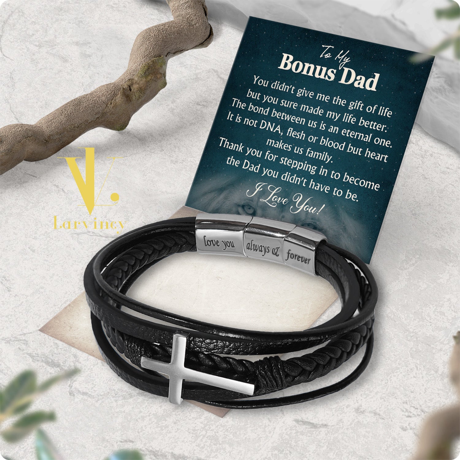 Bracelet Necklace Gifts For Bonus Dad With Personalized Message Card Necklace