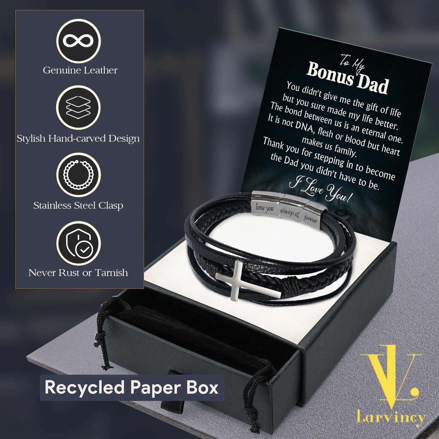 Bracelet Necklace Gifts For Bonus Dad With Personalized Message Card Necklace