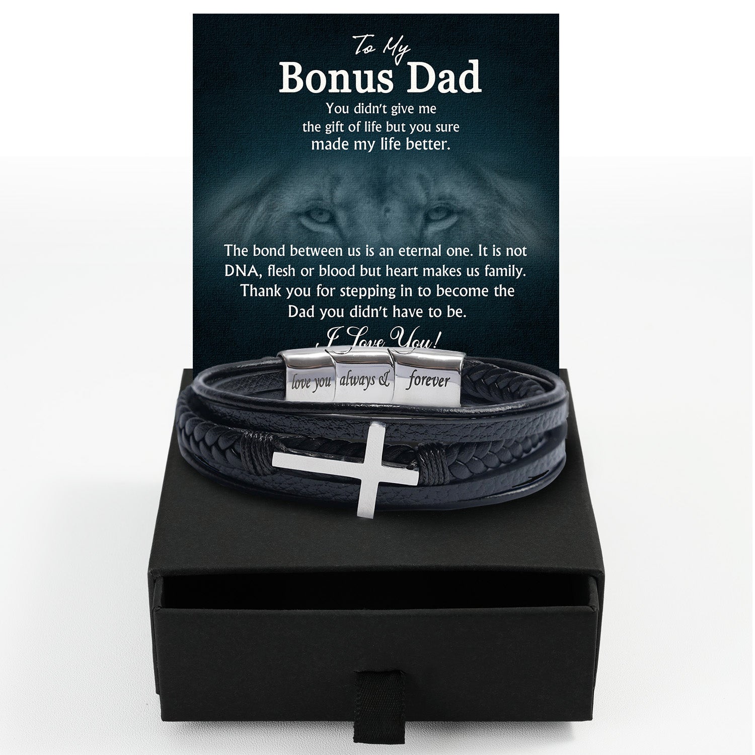 Bracelet Necklace Gifts For Bonus Dad With Personalized Message Card Necklace