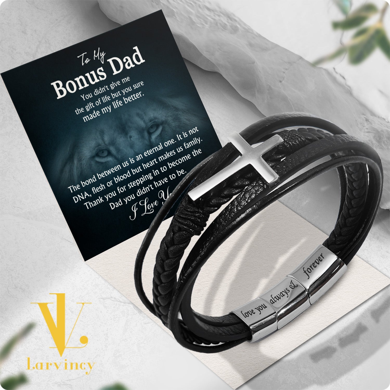 Bracelet Necklace Gifts For Bonus Dad With Personalized Message Card Necklace