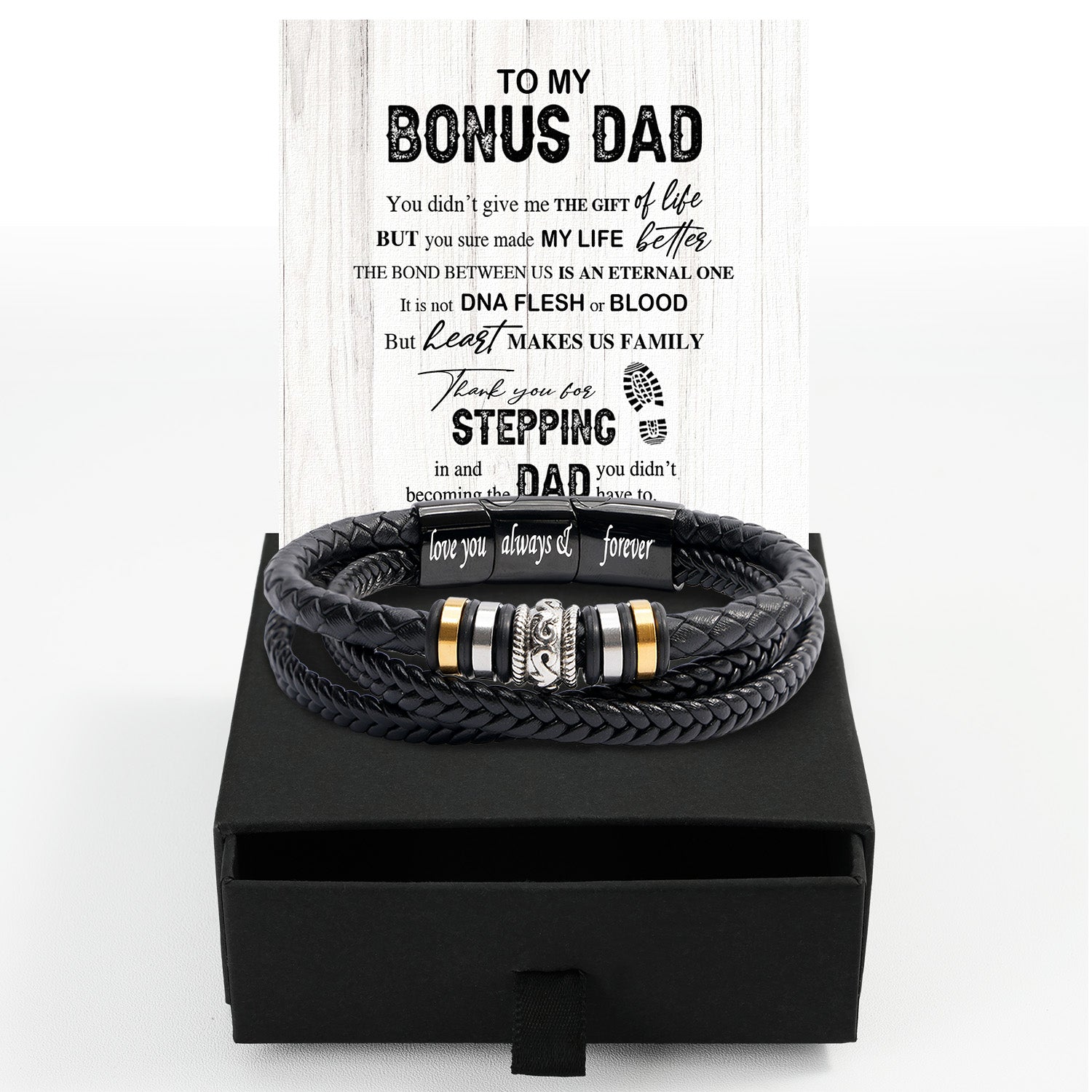Bracelet Necklace Gifts For Bonus Dad With Personalized Message Card Necklace