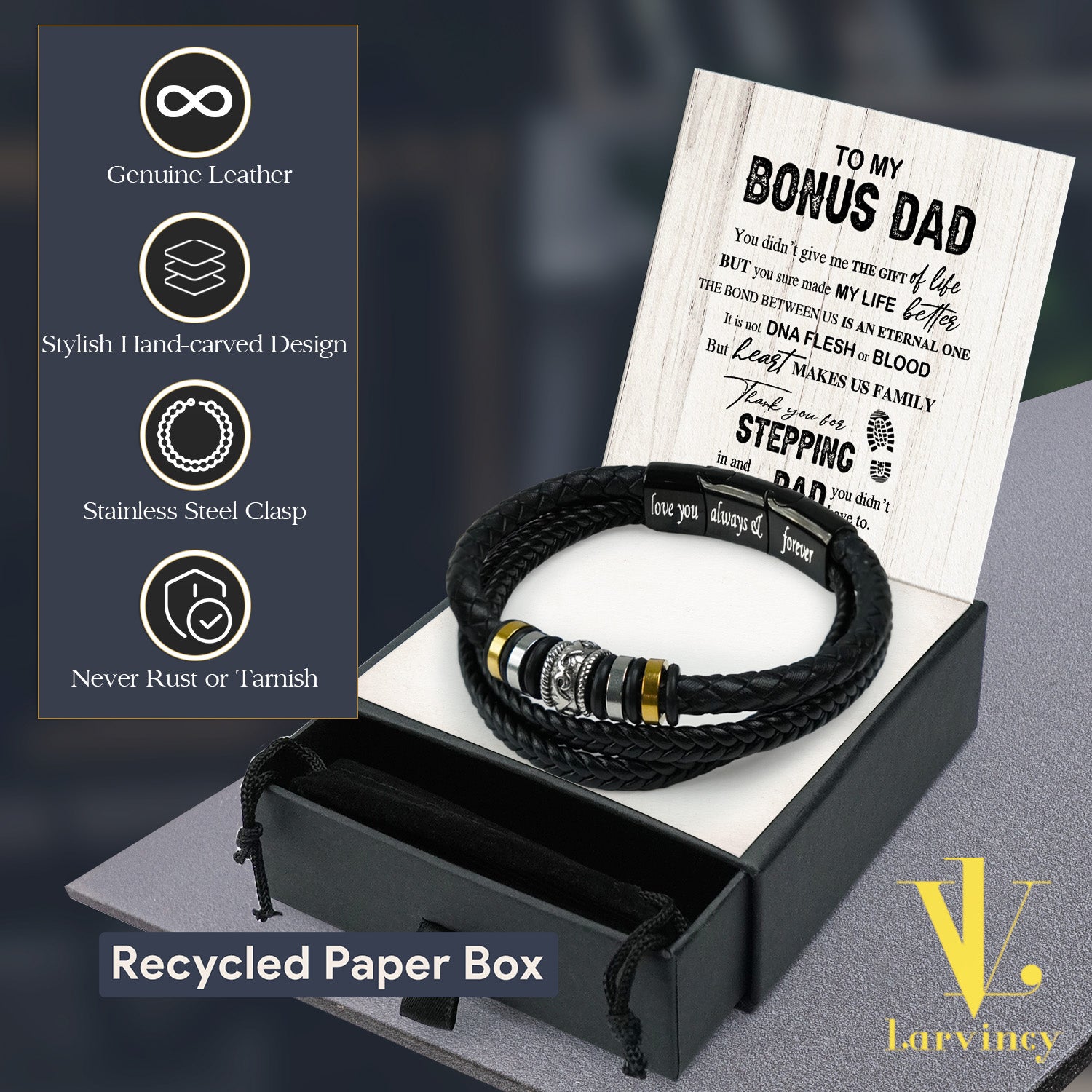 Bracelet Necklace Gifts For Bonus Dad With Personalized Message Card Necklace