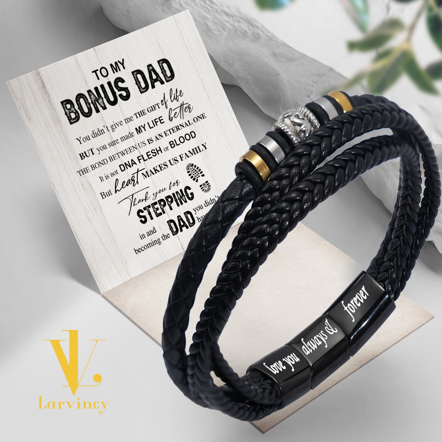 Bracelet Necklace Gifts For Bonus Dad With Personalized Message Card Necklace