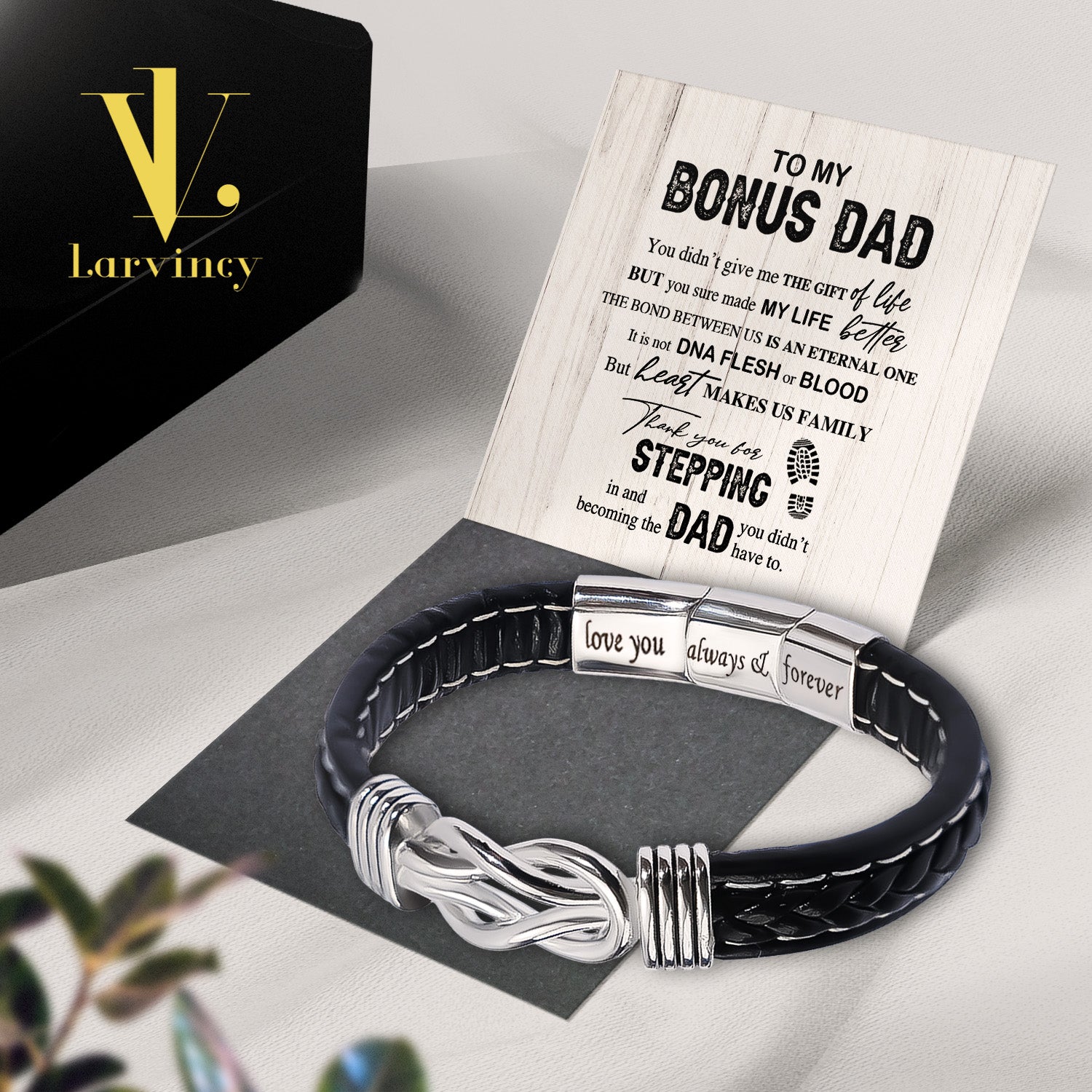 Bracelet Necklace Gifts For Bonus Dad With Personalized Message Card Necklace