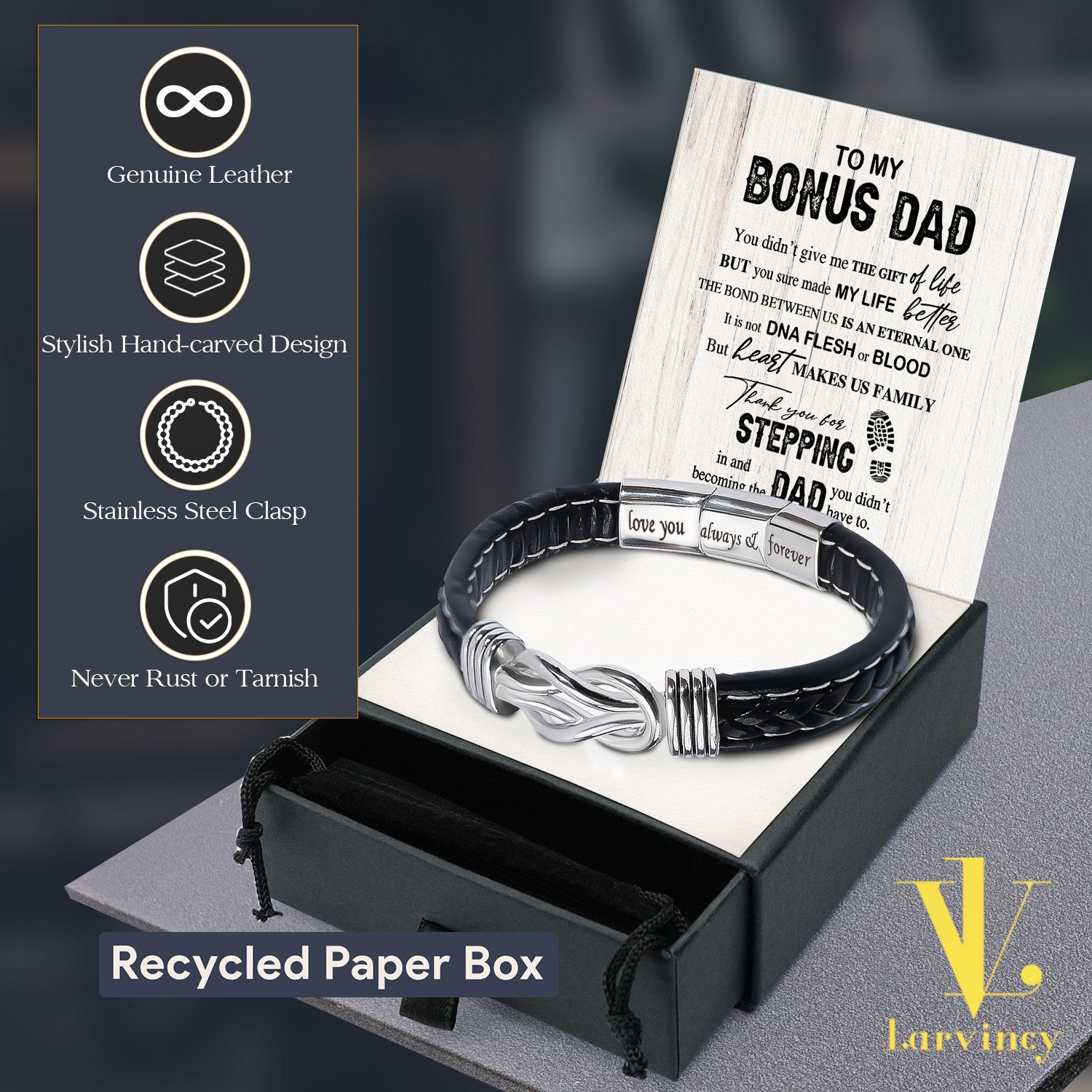 Bracelet Necklace Gifts For Bonus Dad With Personalized Message Card Necklace