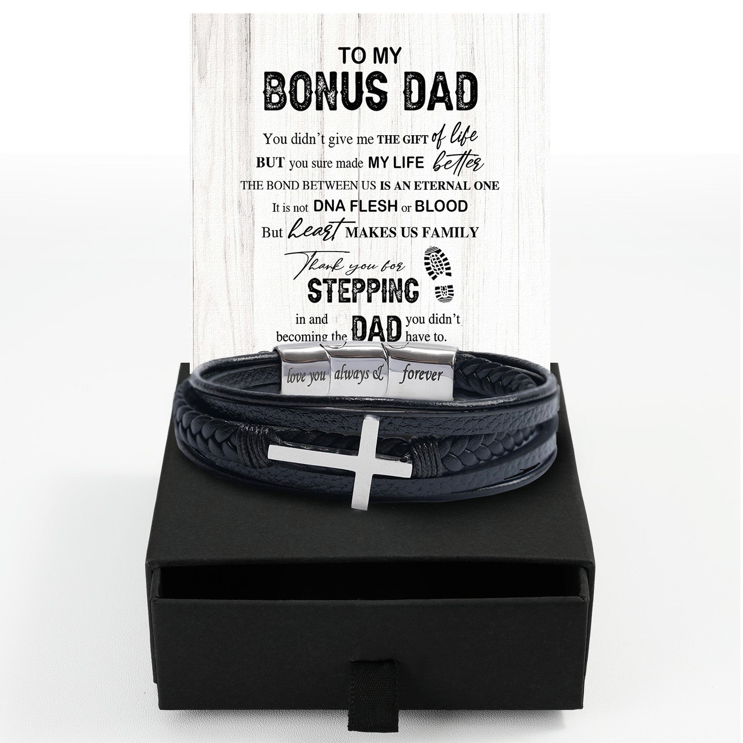 Bracelet Necklace Gifts For Bonus Dad With Personalized Message Card Necklace
