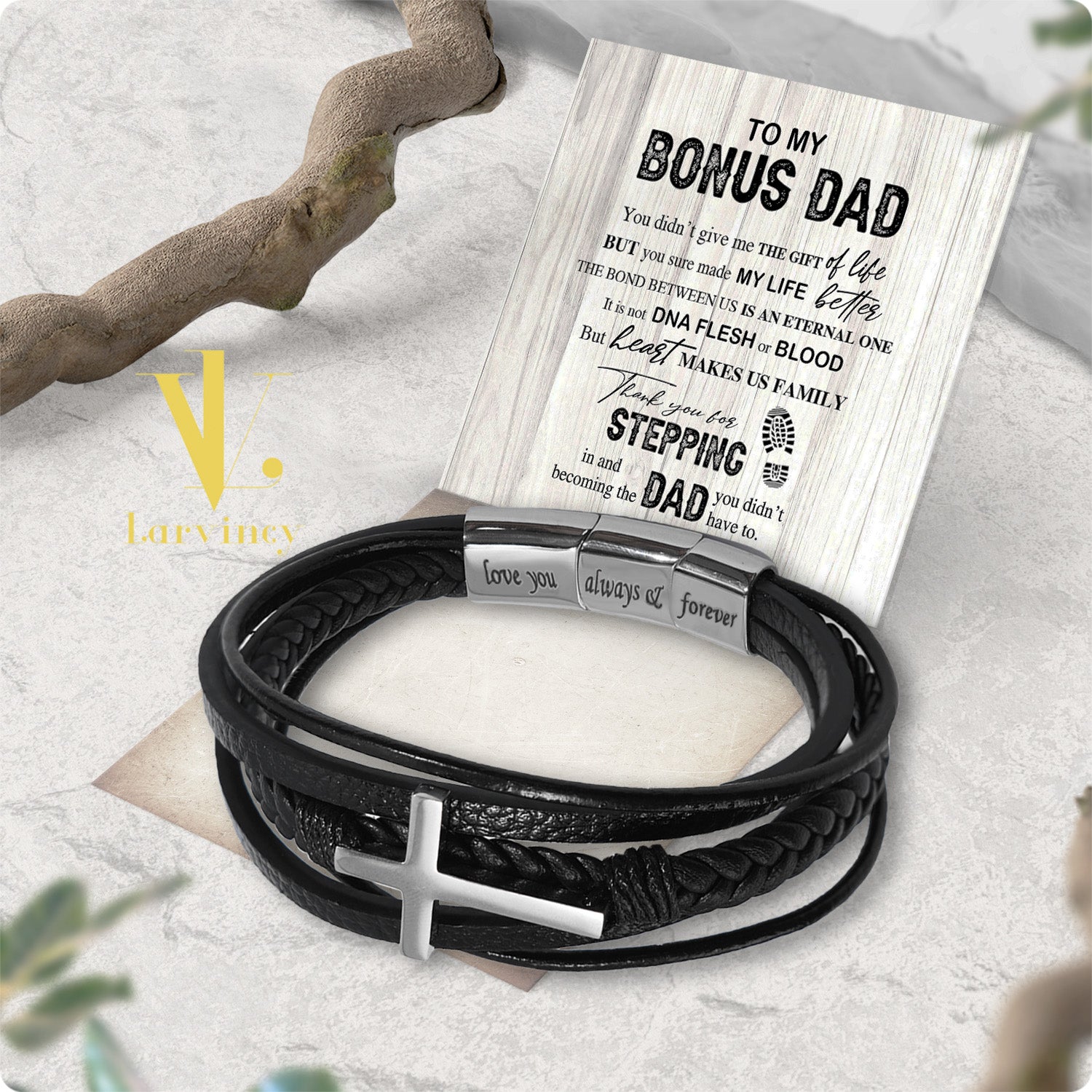 Bracelet Necklace Gifts For Bonus Dad With Personalized Message Card Necklace