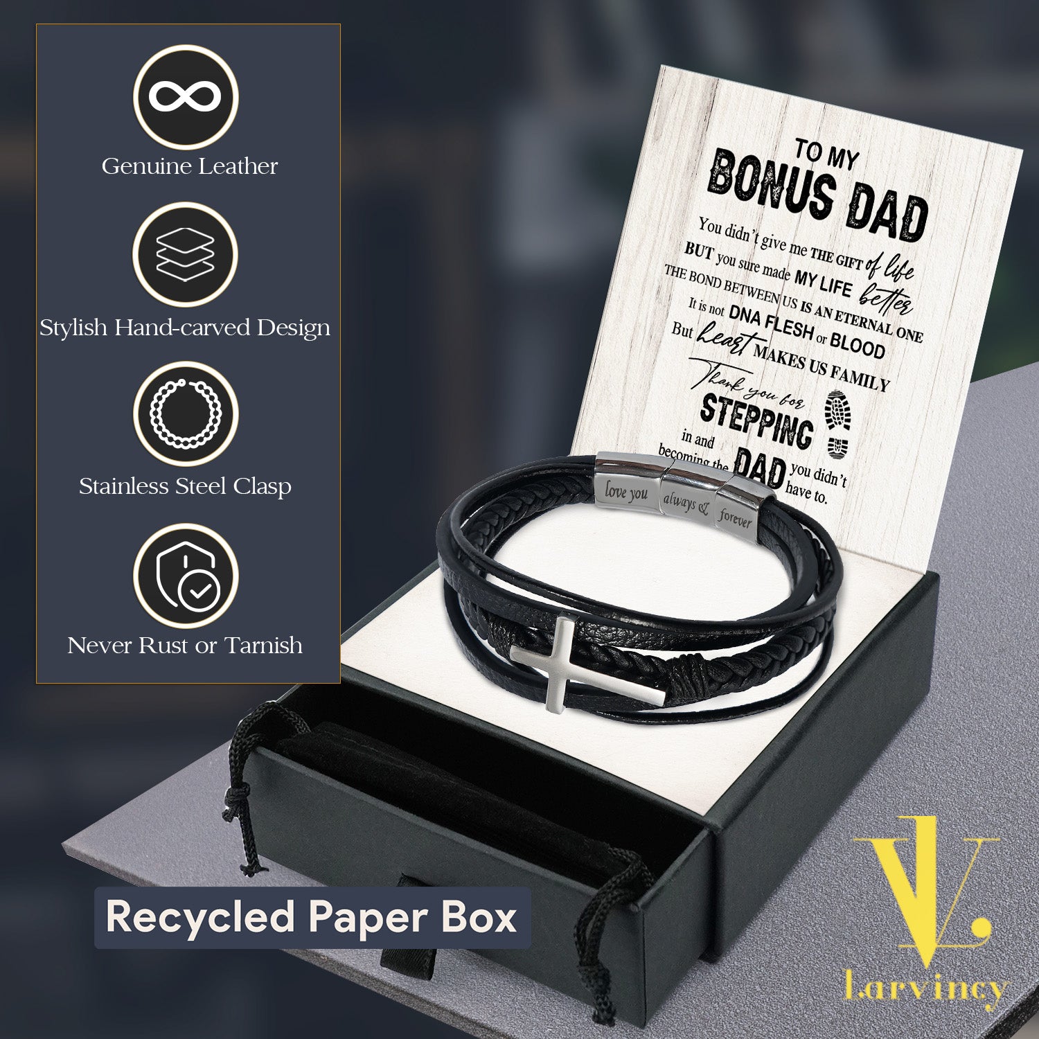 Bracelet Necklace Gifts For Bonus Dad With Personalized Message Card Necklace
