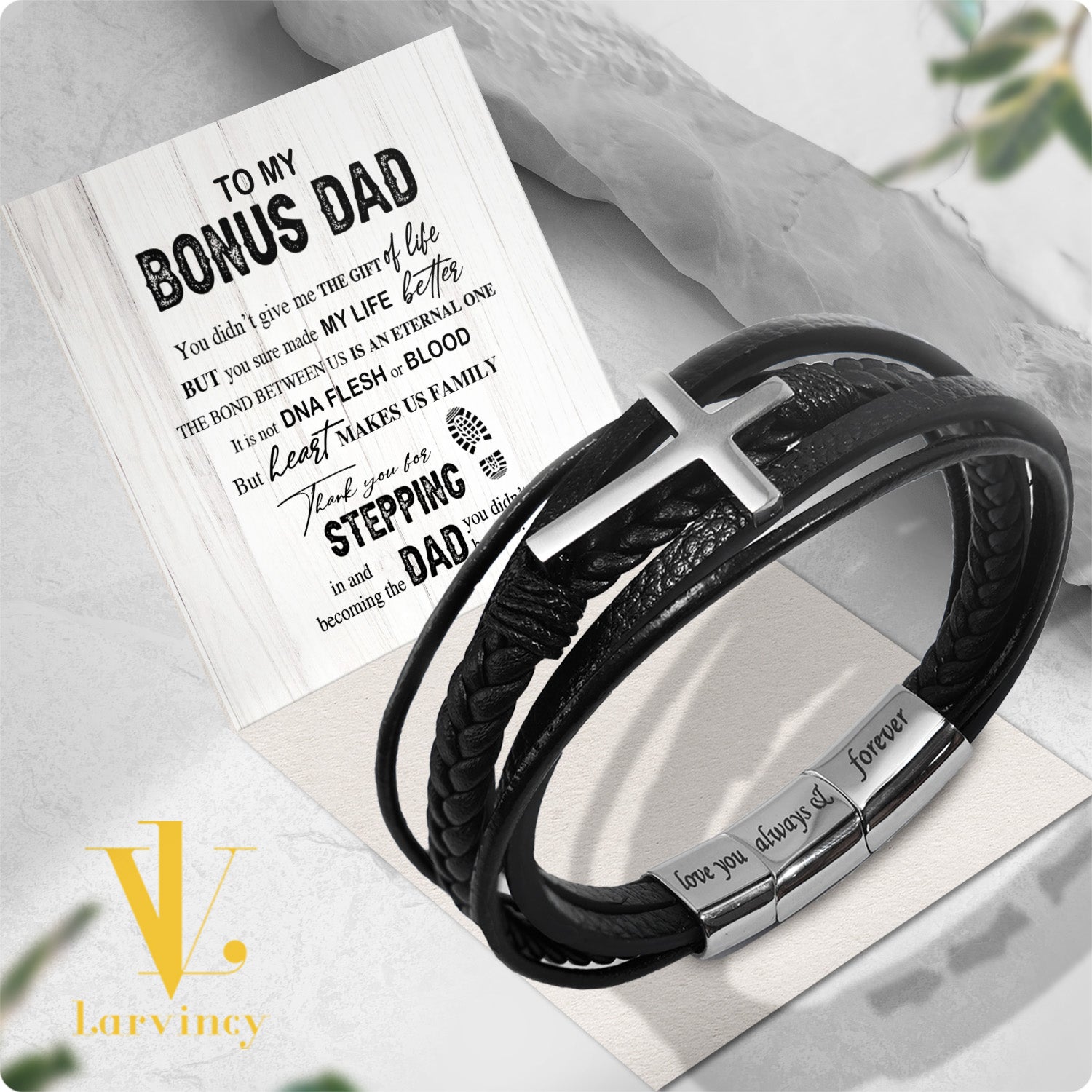 Bracelet Necklace Gifts For Bonus Dad With Personalized Message Card Necklace