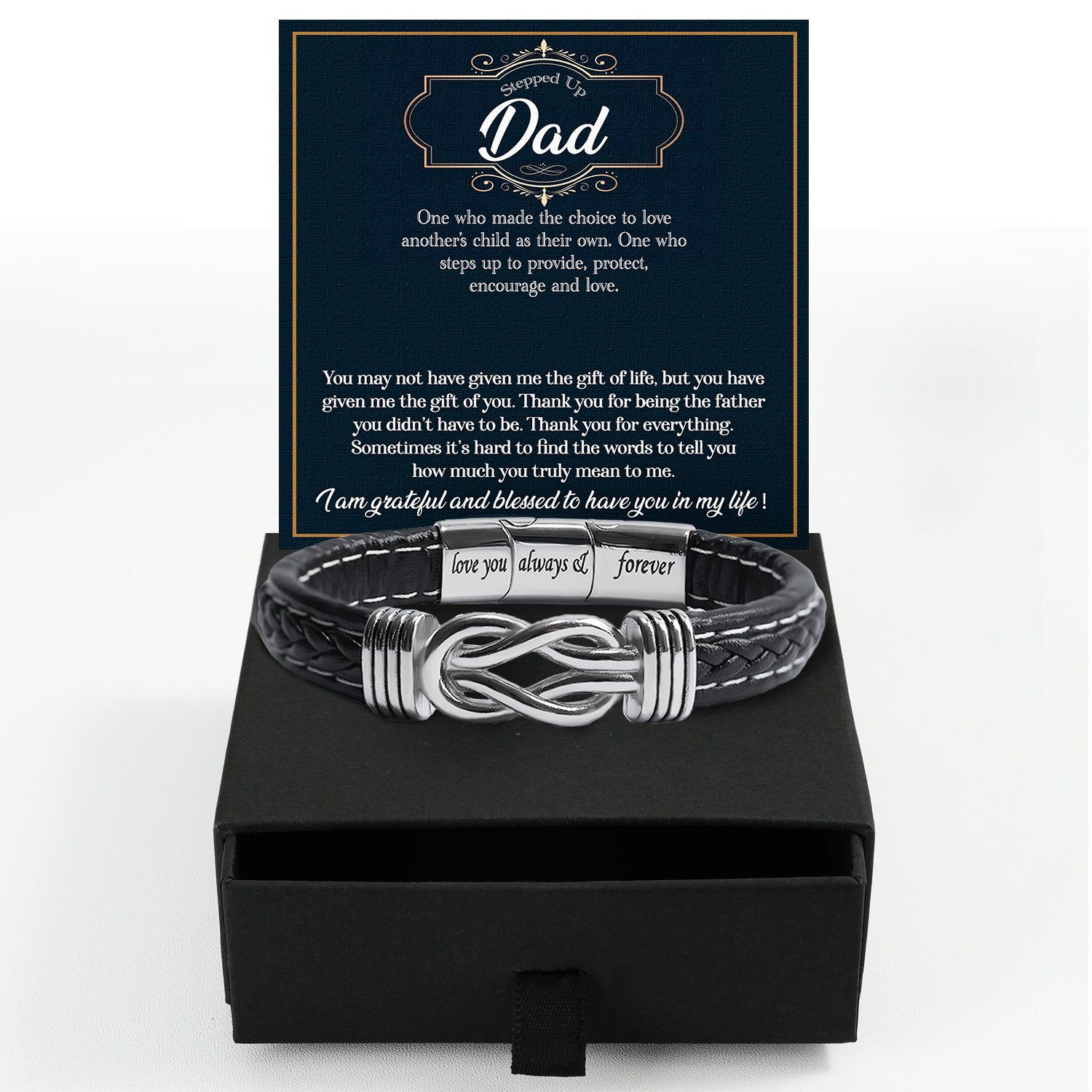 Bracelet Necklace Gifts For Bonus Dad With Personalized Message Card Necklace