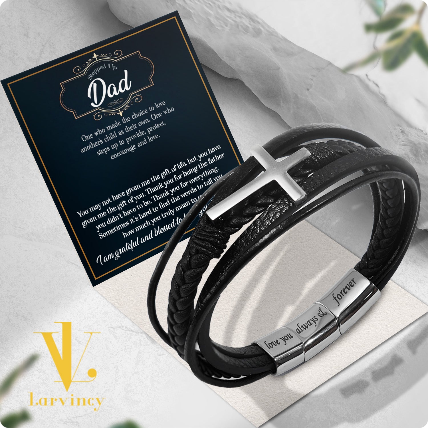Bracelet Necklace Gifts For Bonus Dad With Personalized Message Card Necklace