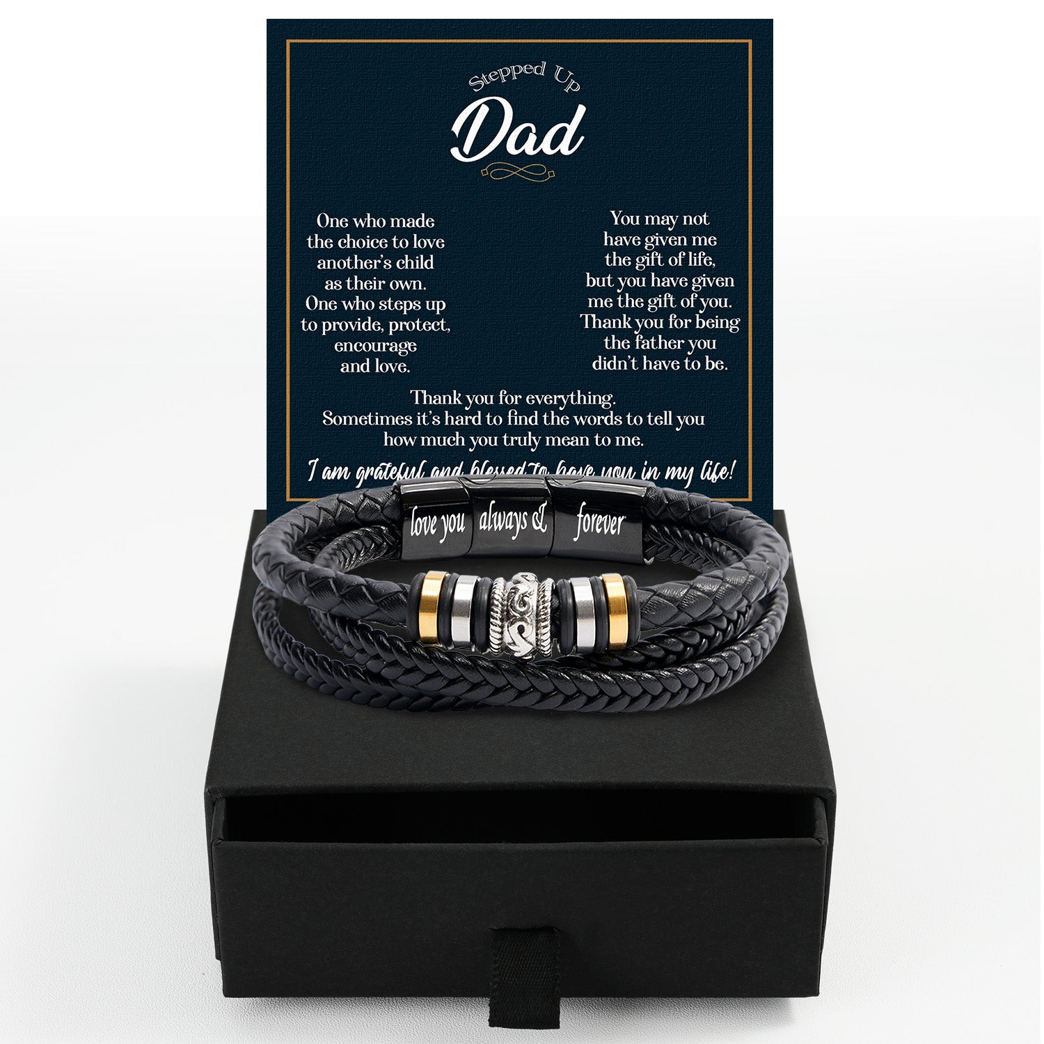 Bracelet Necklace Gifts For Bonus Dad With Personalized Message Card Necklace