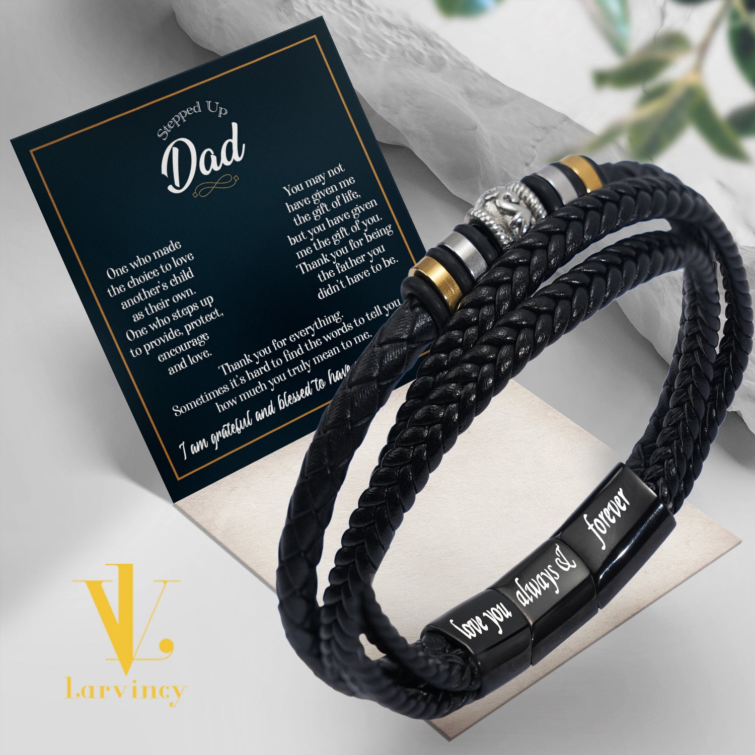 Bracelet Necklace Gifts For Bonus Dad With Personalized Message Card Necklace