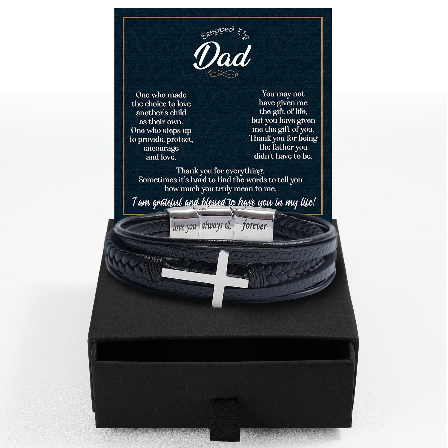 Bracelet Necklace Gifts For Bonus Dad With Personalized Message Card Necklace