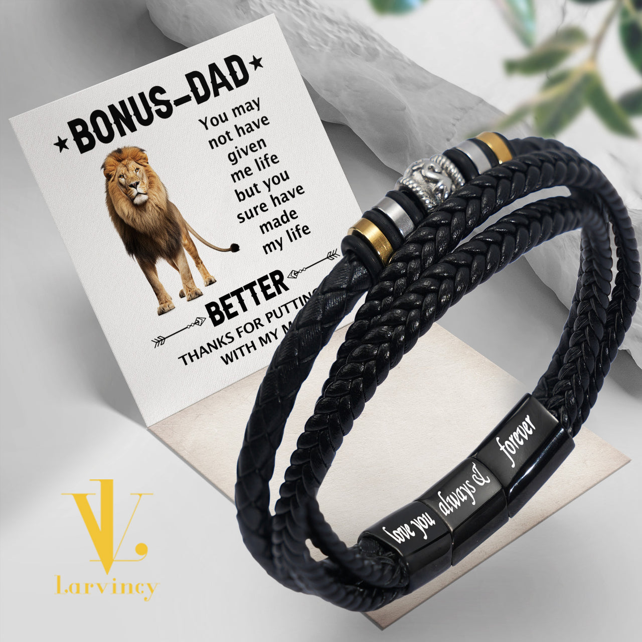 Bracelet Necklace Gifts For Bonus Dad With Personalized Message Card Necklace