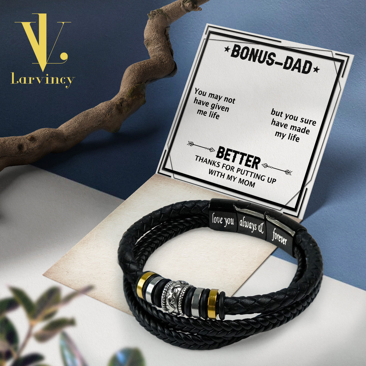 Bracelet Necklace Gifts For Bonus Dad With Personalized Message Card Necklace