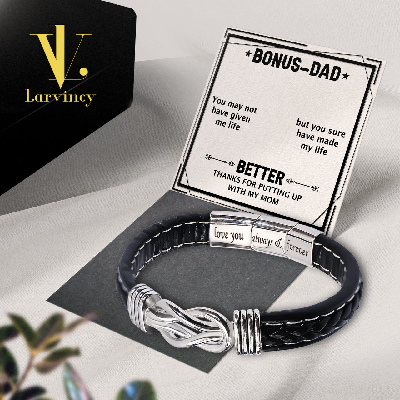 Bracelet Necklace Gifts For Bonus Dad With Personalized Message Card Necklace