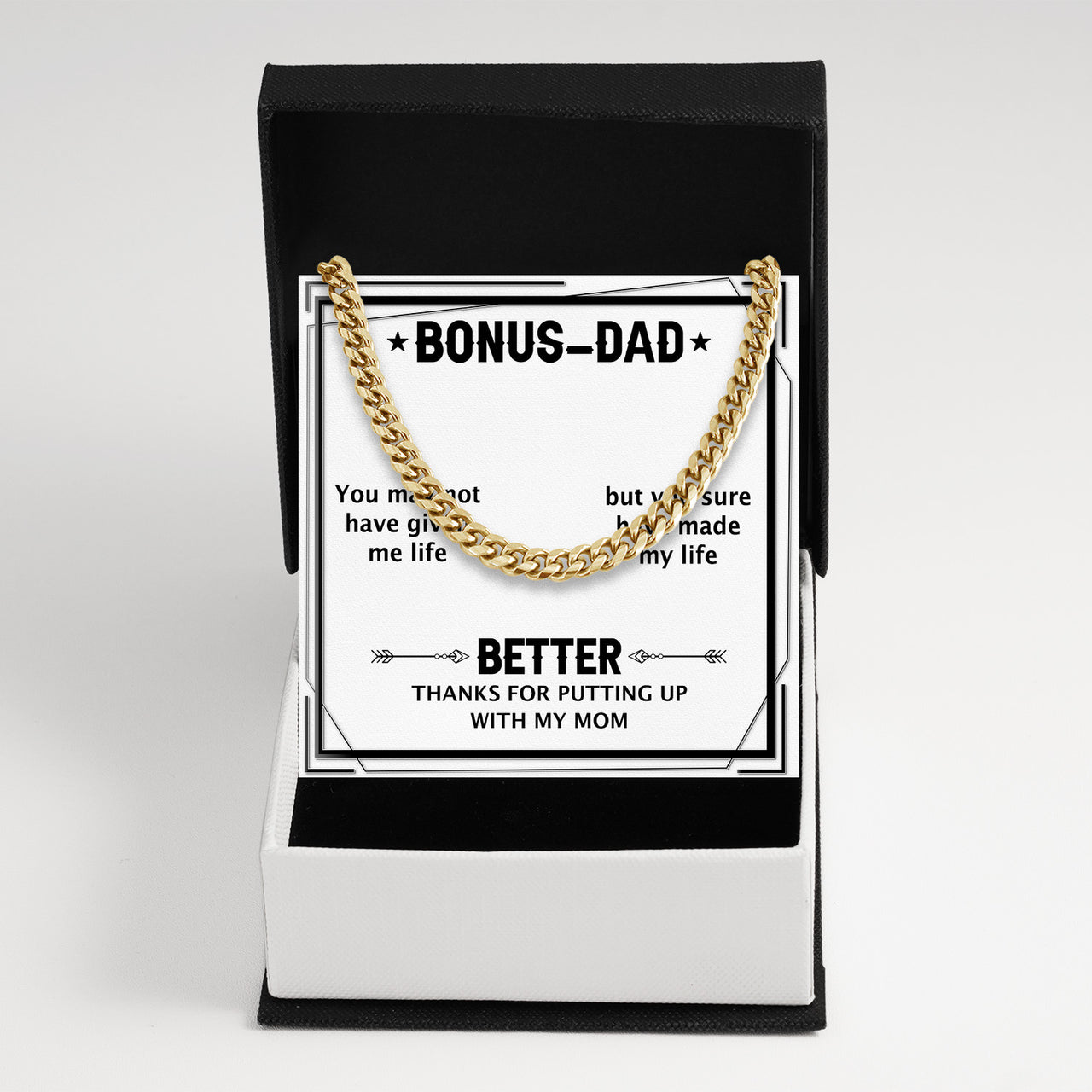 Cuban Necklace Gifts For Bonus Dad With Personalized Message Card Necklace