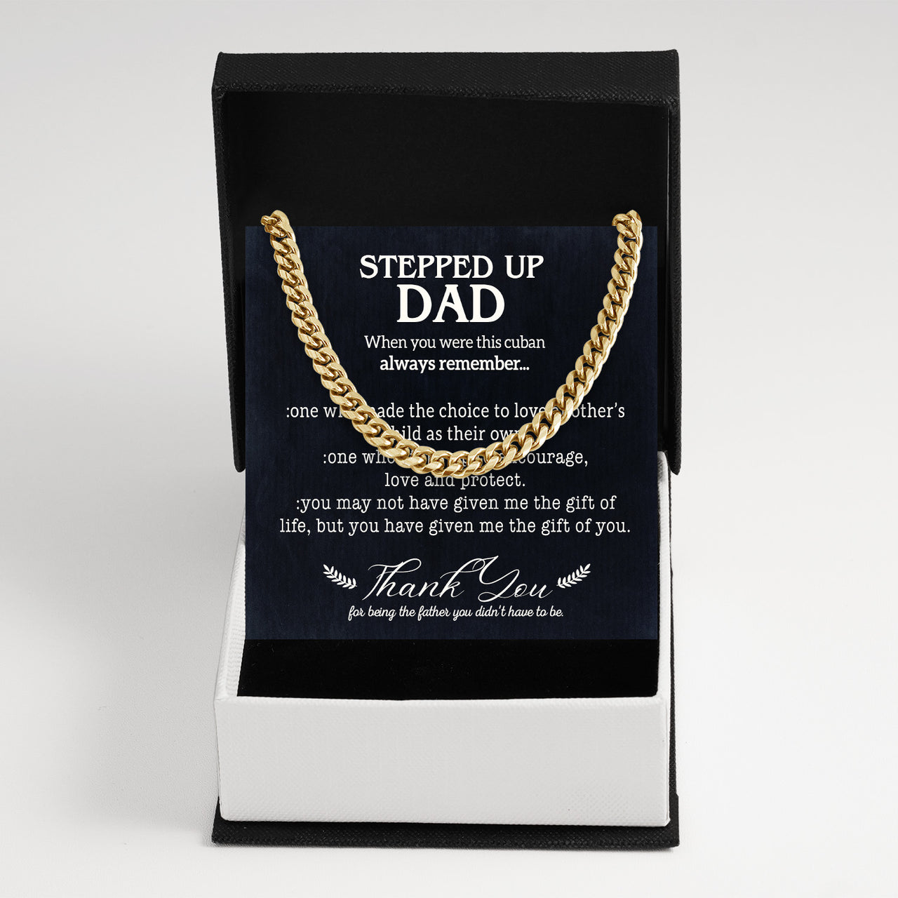 Cuban Necklace Gifts For Bonus Dad With Personalized Message Card Necklace