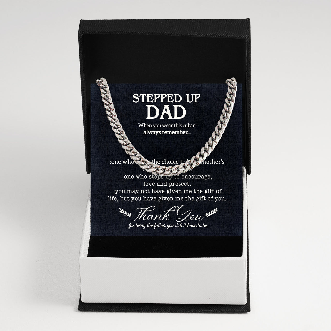 Cuban Necklace Gifts For Bonus Dad With Personalized Message Card Necklace