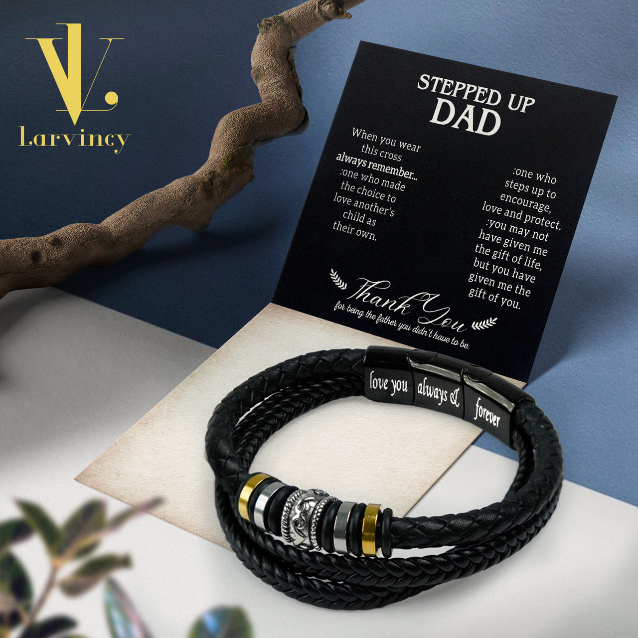 Bracelet Necklace Gifts For Bonus Dad With Personalized Message Card Necklace