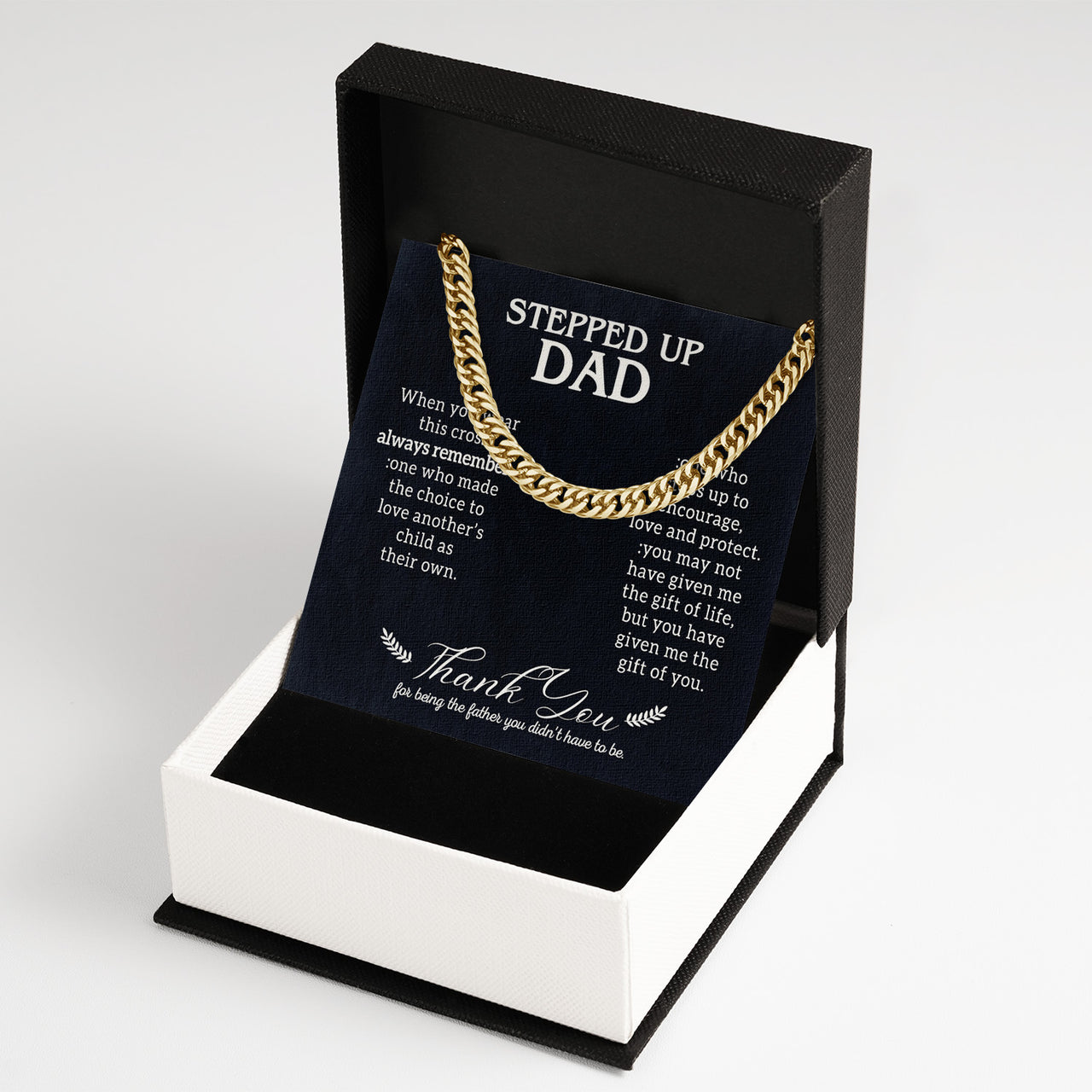 Cuban Necklace Gifts For Bonus Dad With Personalized Message Card Necklace