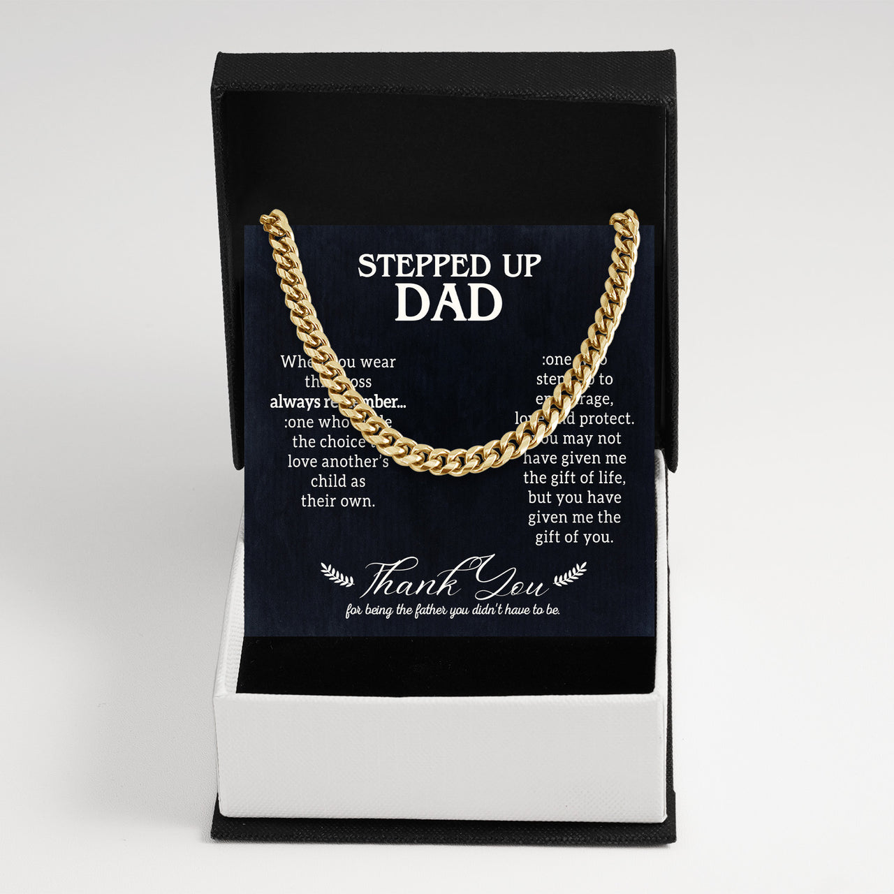 Cuban Necklace Gifts For Bonus Dad With Personalized Message Card Necklace